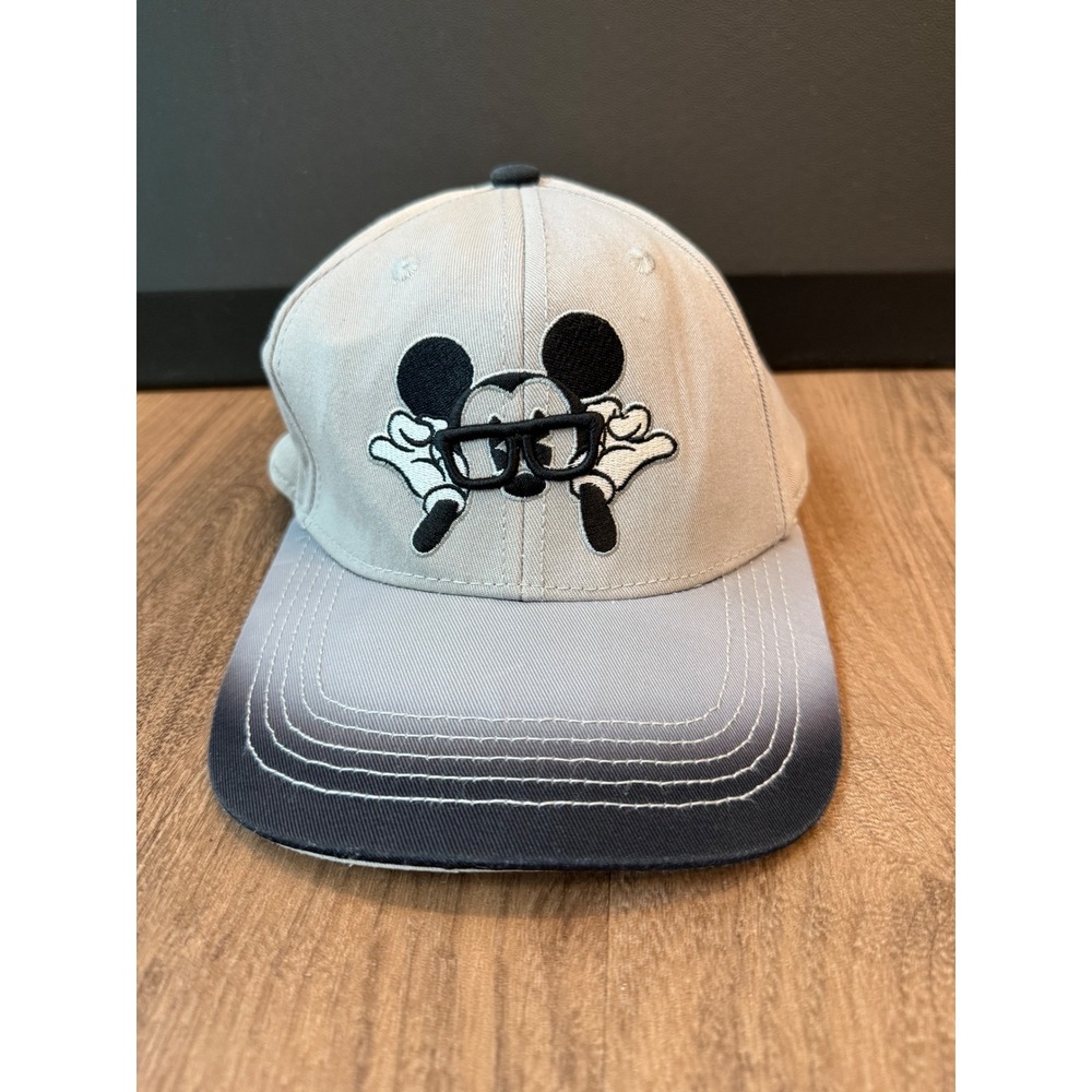 Disney Parks Mickey Mouse Glasses Ombre Brim Gray Snapback Hat Adult